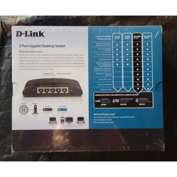 D-Link 5-Ports External Ethernet Switch DGS-1005G NEW SEALED - Picture 2 of 6